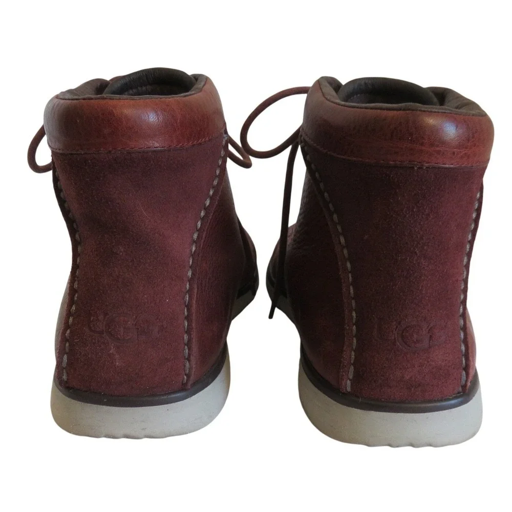 UGG Harvin Treadlite Mens Burgundy Leather Chukka Boots Size 10